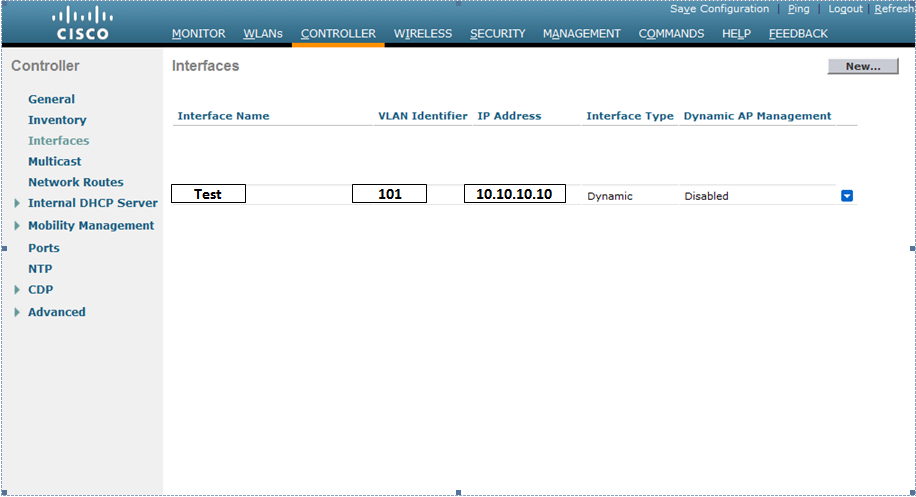 CONFIGURE INTERFACES ON WIRELESS CONTROLLER 5508 6 003 configure interfaces on wireless controller 550805