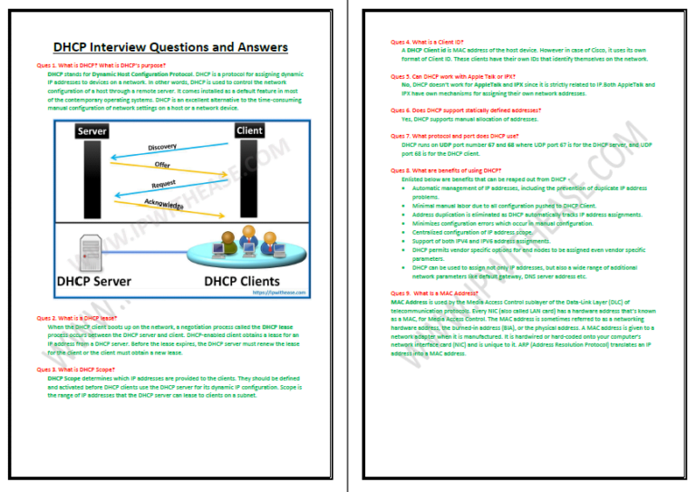 DHCP Interview Questions Answers IP With Ease