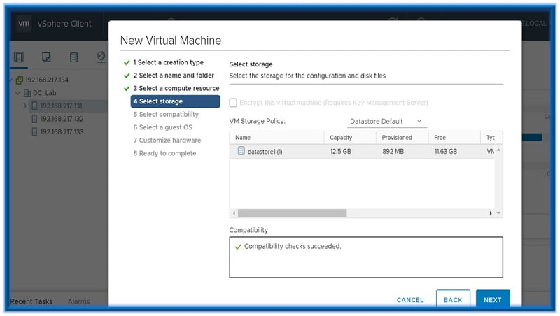 Creating VM on vSphere Web-Client 7 Creating VM on vSphere 7