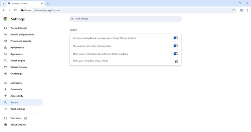 How to Turn Hardware Acceleration On and Off in Chrome Step 3