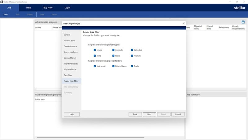 How to Use Exchange Migration Tool: A Fair Review of Stellar Migrator for Exchange 8 Use Stellar Migrator for Exchange to Cloud (Microsoft 365) - Applying Folder type filter