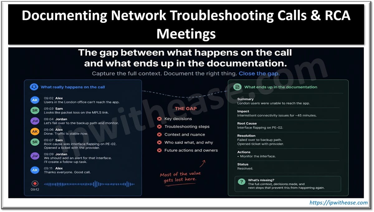 Documenting Network Troubleshooting Calls and RCA Meetings