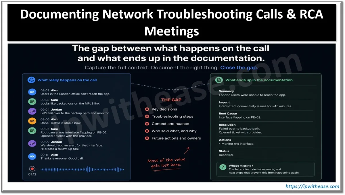 Documenting Network Troubleshooting Calls and RCA Meetings