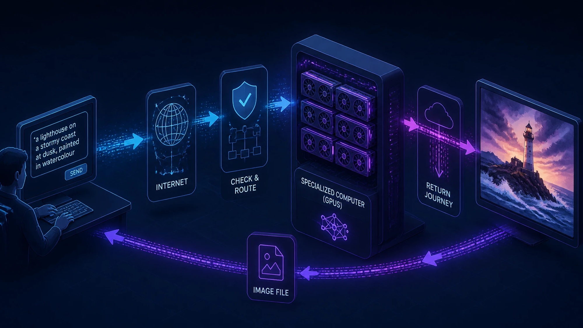 What Happens When You Hit ‘Generate’: The Network and GPU Infrastructure Behind AI Image Tools 1 A Prompt Goes In an Image Comes Back
