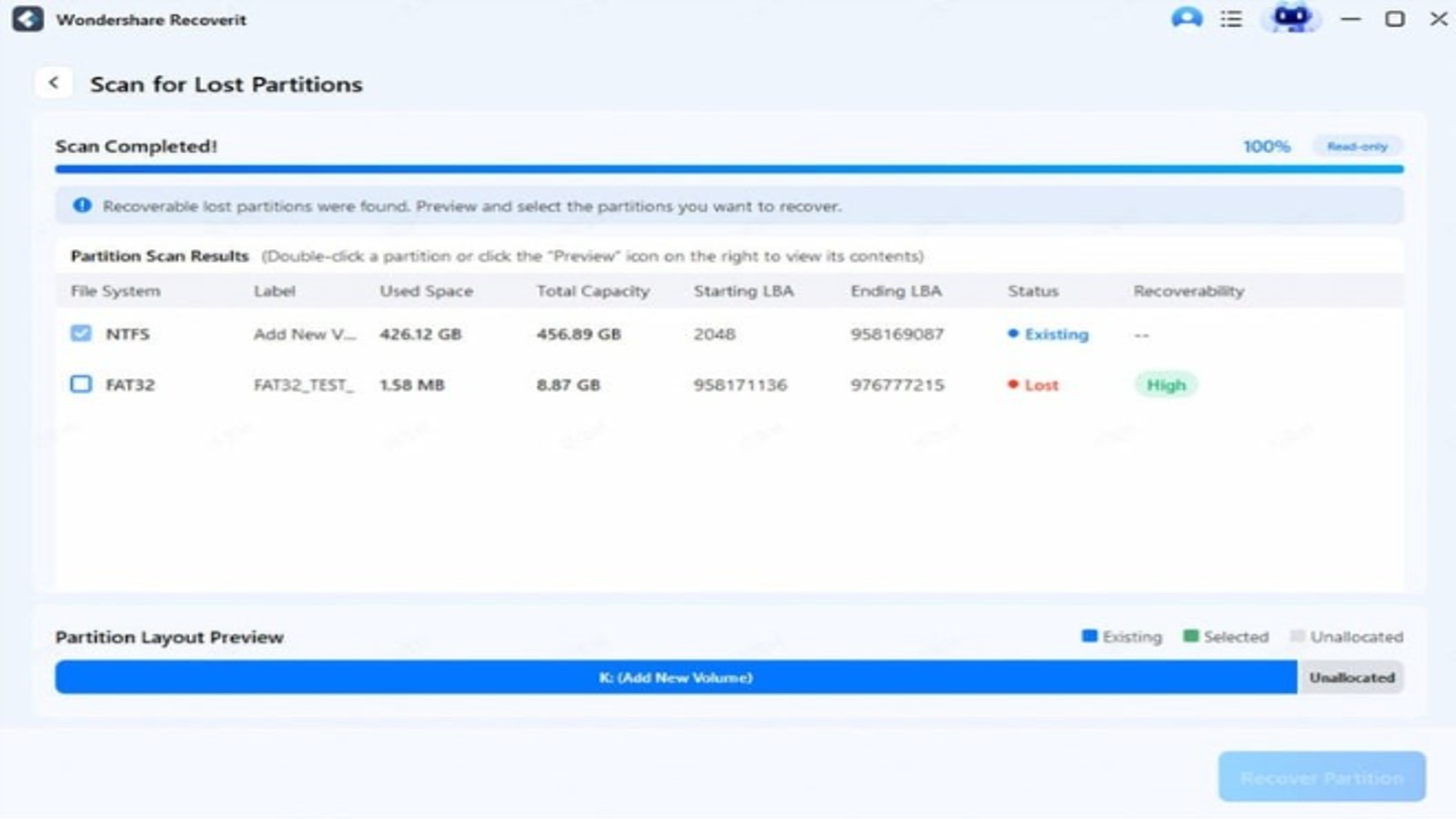 Recover a Lost Partition -Step 3